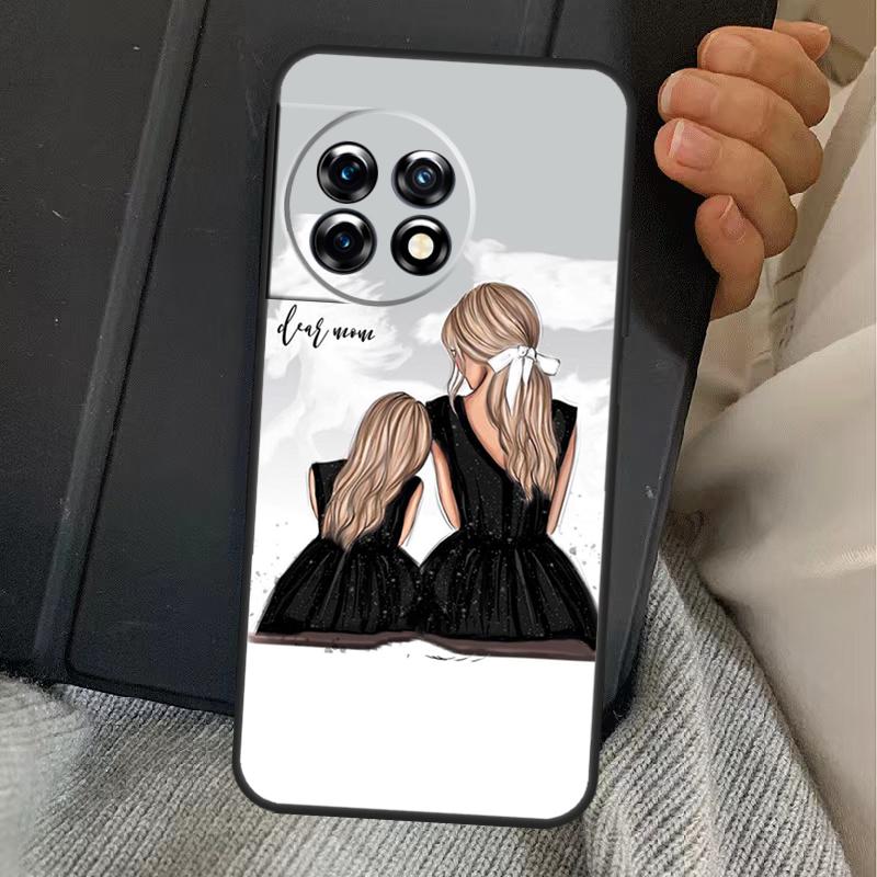 

Black Brown Hair Baby Mom Girl Son Case For OnePlus 13T 10T 8T 10R 12R 13R 15 13 12 11 10 9 Nord CE 5 2 3 4 Lite N20 N30 Cover OnePlus Nord CE 2