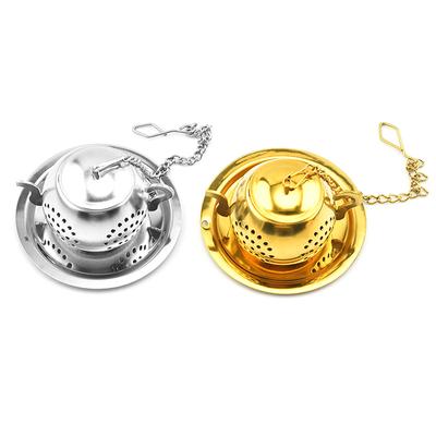 Metal Tea Strainer Teapot Shape Loose Tea Infuser Stainless Steel Leaf Tea Maker Strainer Chain Drip Tray Herbal Spice Filter