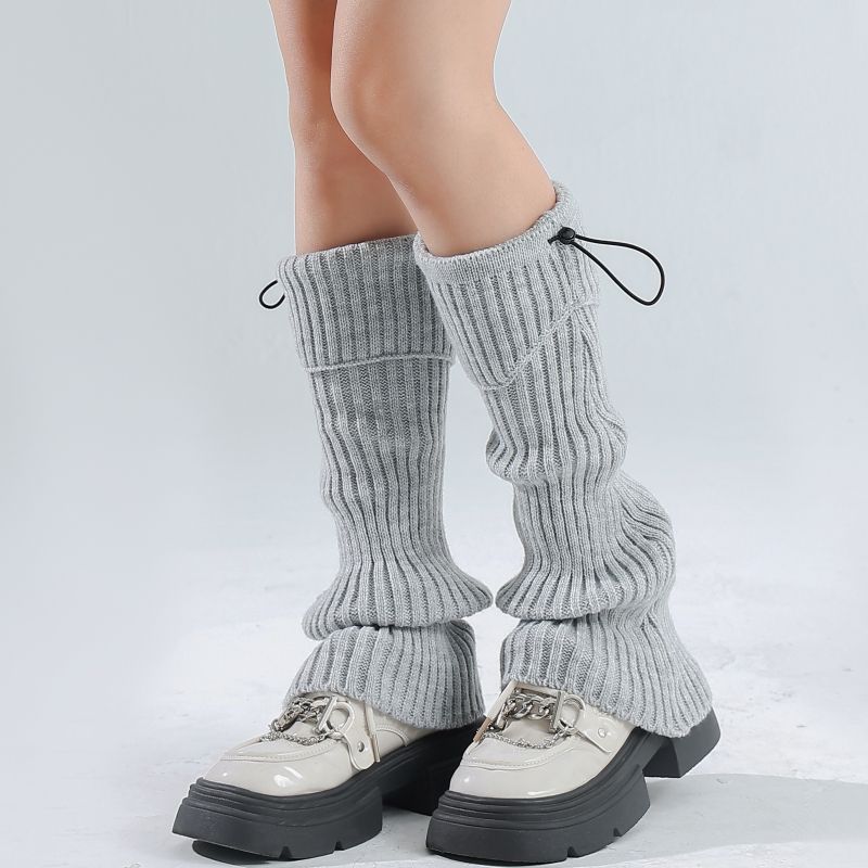 Koreanischer Stil Herbst Winter Y2K Funktionale Patchwork Colorblocking Kordelzug Verstellbare Micro-Flare Stulpen Lässige Stulpen Colorblocking