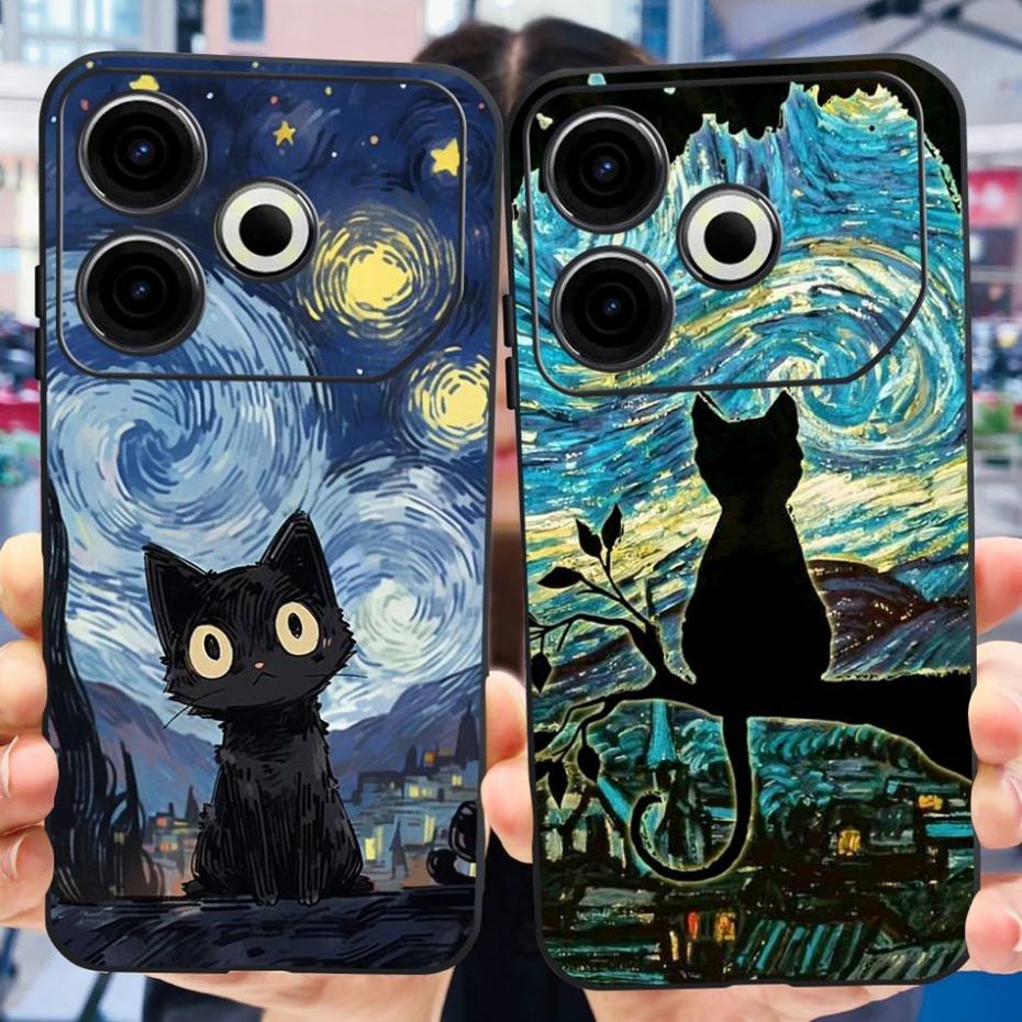 2024 Fashion Case For Tecno Pova 6 Neo Black Silicone Soft TPU Back Cover For Tecno Pova 6Neo 4G Phone Cases