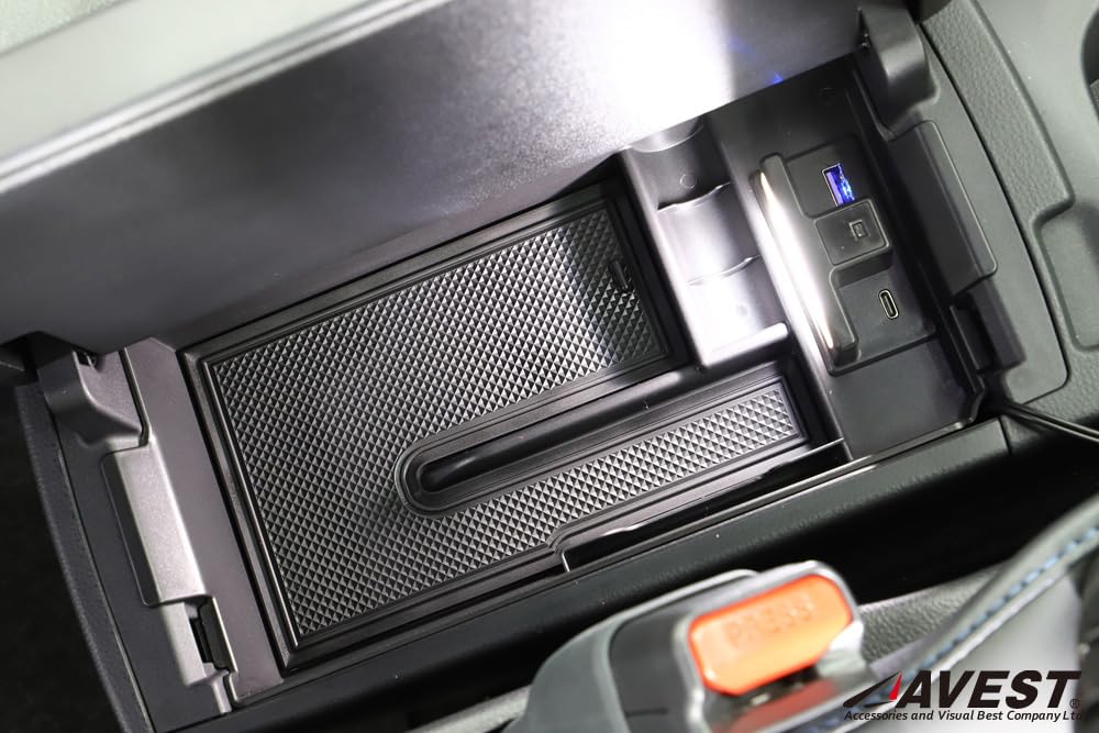 AVEST Console Tray with Charging, USB Type-C, and LED Lights for the New Noah/Voxy 90 Series. Interior Parts and Accessories. Center Console Box.