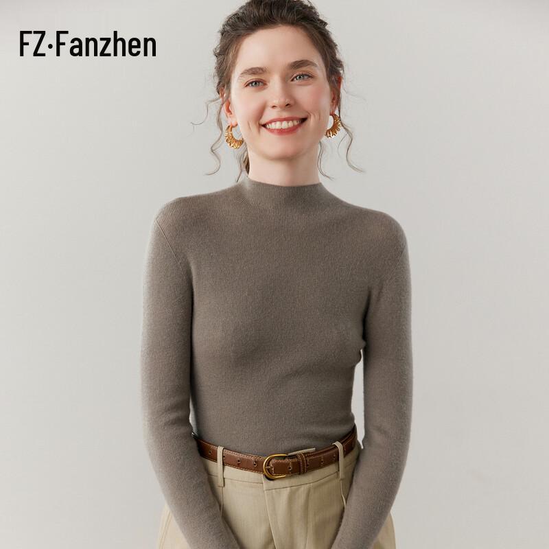 Fanzhen Women's Cashmere Half-High Collar Slim Fit Sweater