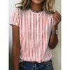 Vertical Stripe Print Casual T Shirt Crew Neck Short Sleeve Tee For Women Summer Holiday Travel And Daily Outfits
