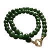 Eleventh National Day Mid-Autumn Hetian Jade Necklace - Spinach Green, 10mm beads, Mother Chain - Warm, Classical Collection