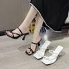 2025 summer French style new high heels high value solid color toe square head versatile low heel wear sandals