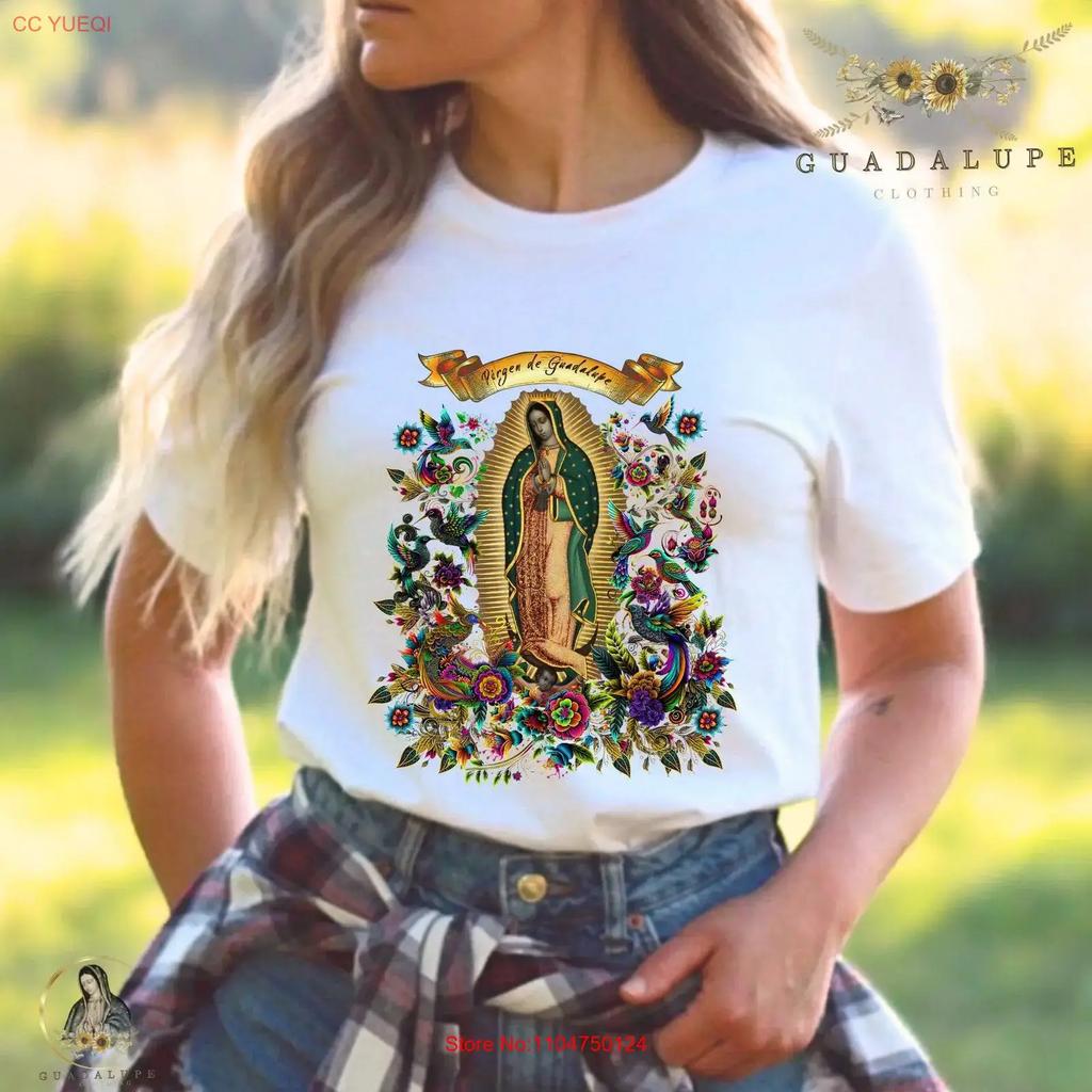 Mexican Folk Art s Vintage Colorful Floral T Shirt Virgen de Guadalupe Mexico Inspired Cinco Mayo Ethnic Apparel vintage Casual