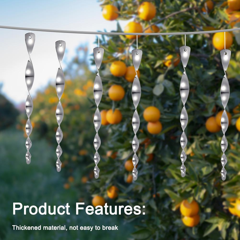 24Pcs Bird Repellent Reflective Scare Rods Decorative Glossy Finish Wind Spinner Hanging Bird Repellent Rod for Garden Decor