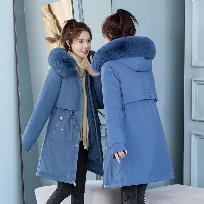Parker Women's New Velvet Thickened Cotton-padded Jacket Winter Korean Style Small Man Cotton-padded Jacket