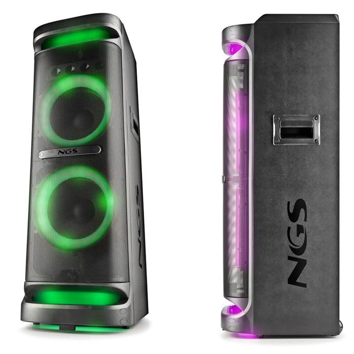 NGS Wild Space 3 - Enceinte Portable 4000W Bluetooth 5.3, TWS, Double Subwoofer 10 ", Tweeter Horn, Lumières LED RGB