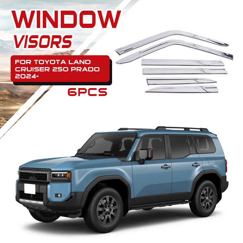 Дефлекторы боковых окон Toyota Prado Land Cruiser LC300/LC200/LC250: Накладки на брови и солнцезащитные козырьки для автомобильных окон