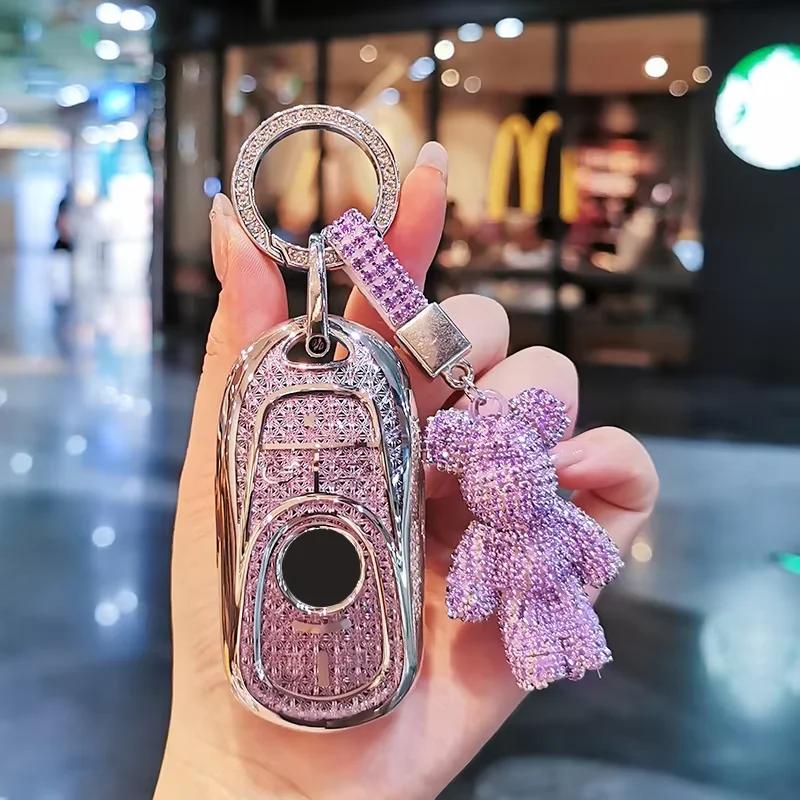 Suitable For 24 Buick Gl8 Keycase Avenir Keycover Key Shell Keychain Car Case Buckle Cute Bear Keychain Sparkling Car Key Case