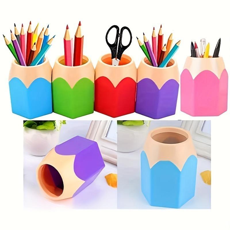 5pcs Pencil Shaped Pen Holders,Desk Cute Pencil Storage Organizer,Colorful Pencil Holder,Pencil Creative Cartoon Stationery Rack