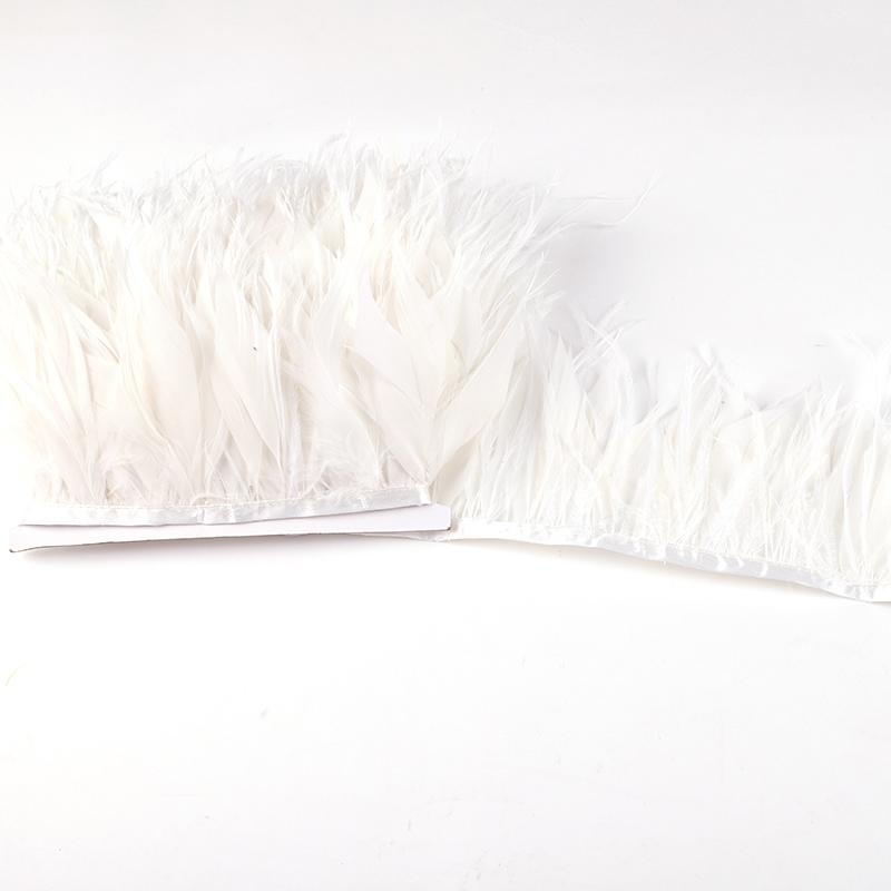 Feather New 50CM White Natural Goose Feather Ostrich Feather Ribbon Mix Ribbon Feathers Trim Fringe Clothing Sewing Decoration