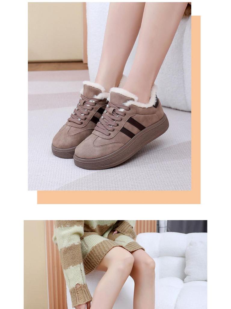 Women's 2025 Winter Retro Fleece-Lined Thick-Soled Ankle Skate Trainer Boots