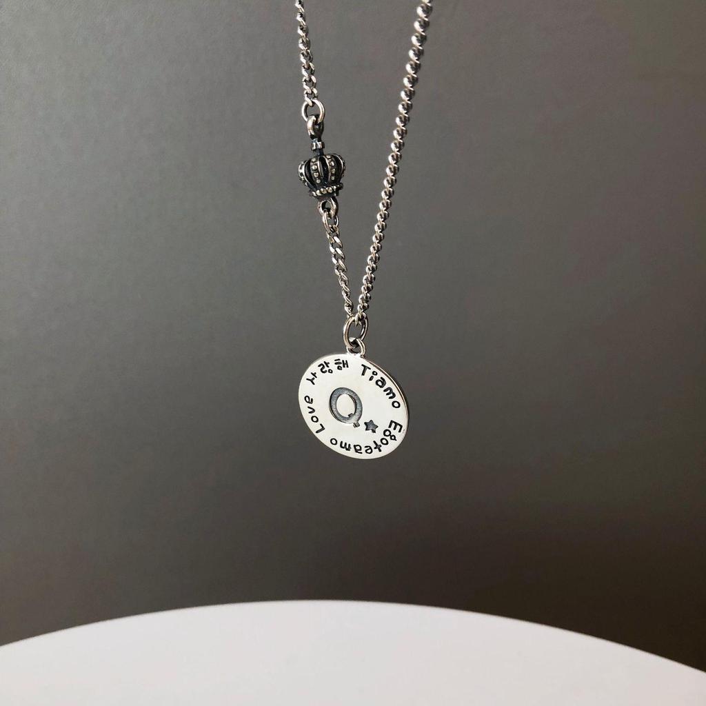 S925 Silver Retro Circle Necklace – Women's Elegant Clavicle Chain, Light Luxury Trendy Sweater Accessory