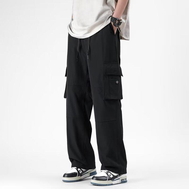Splicing overalls men's autumn new loose multi-pocket straight wide-leg pants outdoor casual trousers cheap wholesale