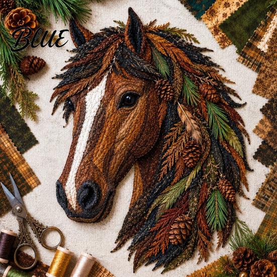 Creative Needlework Supplies Art Sewing Fabric DIY Patchwork Kit Floral Horse Flower Theme Kit