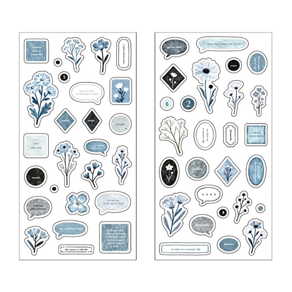 

Plant dialogue box theme DIY decoration mobile phone back card hand account collage sticker синий