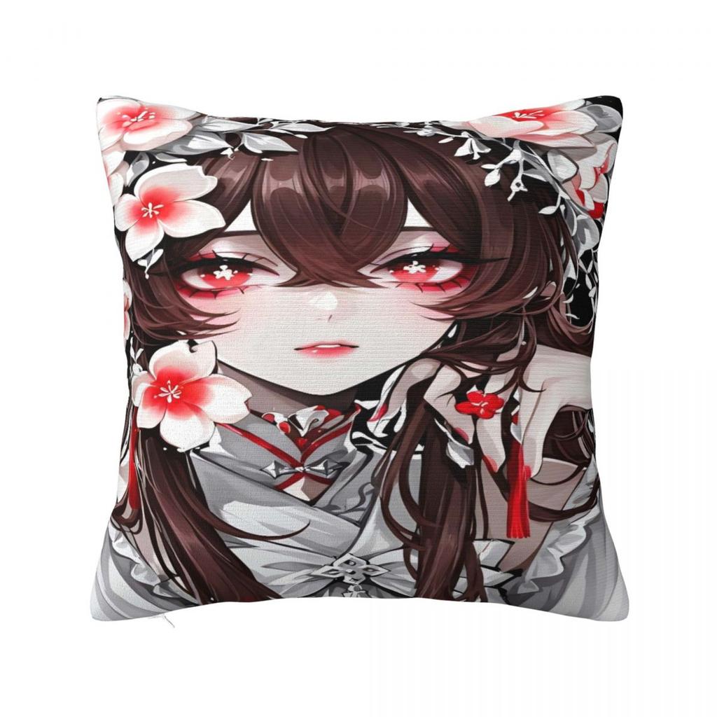 Pillow Cover Anime Genshin Impact Hu Tao Chrismas Game Cushion Cover Morden Pillow Case For Wedding Party Home Decor Pillowcases