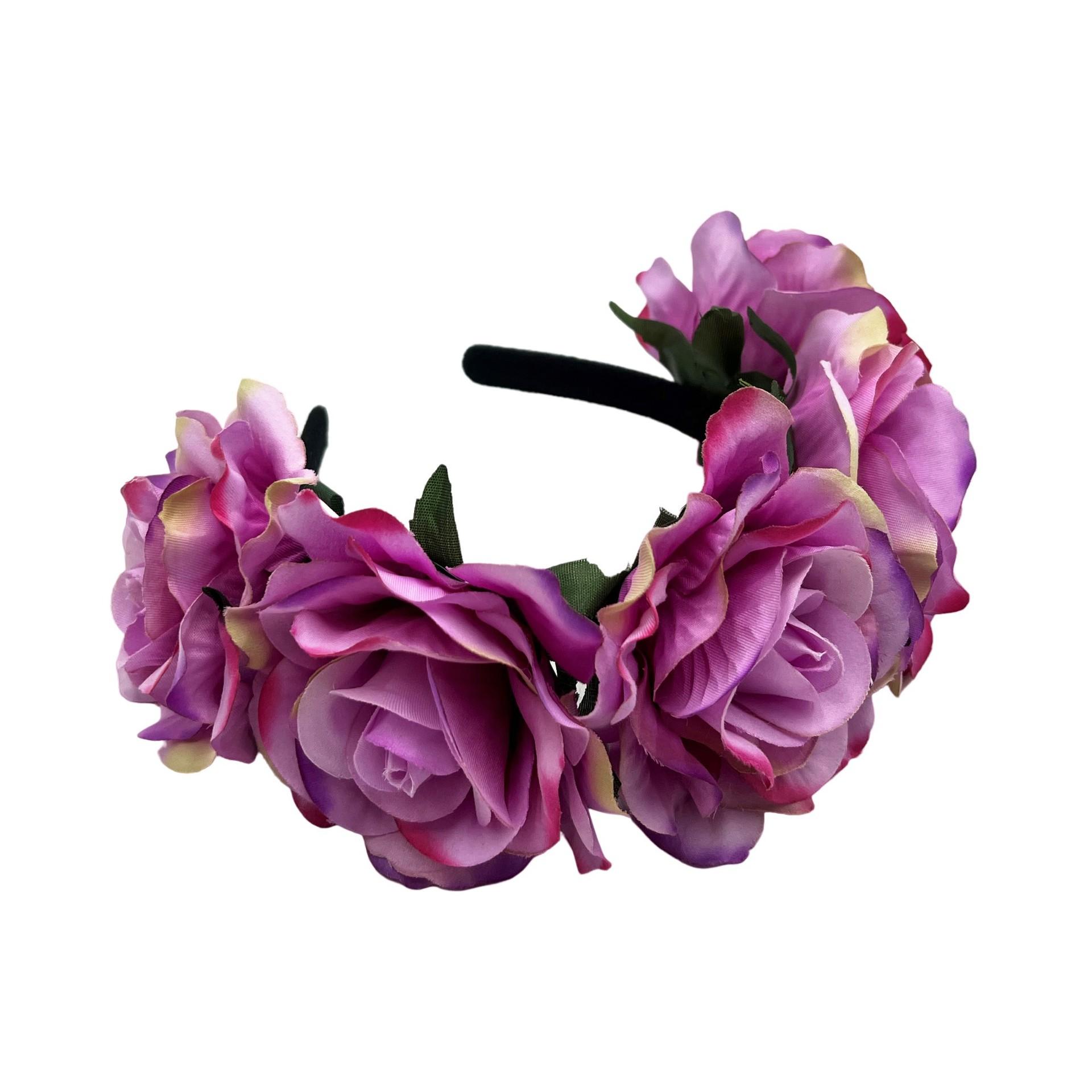 New simulation flower headband ball party wreath fabric colorful rose headband фиолетовый
