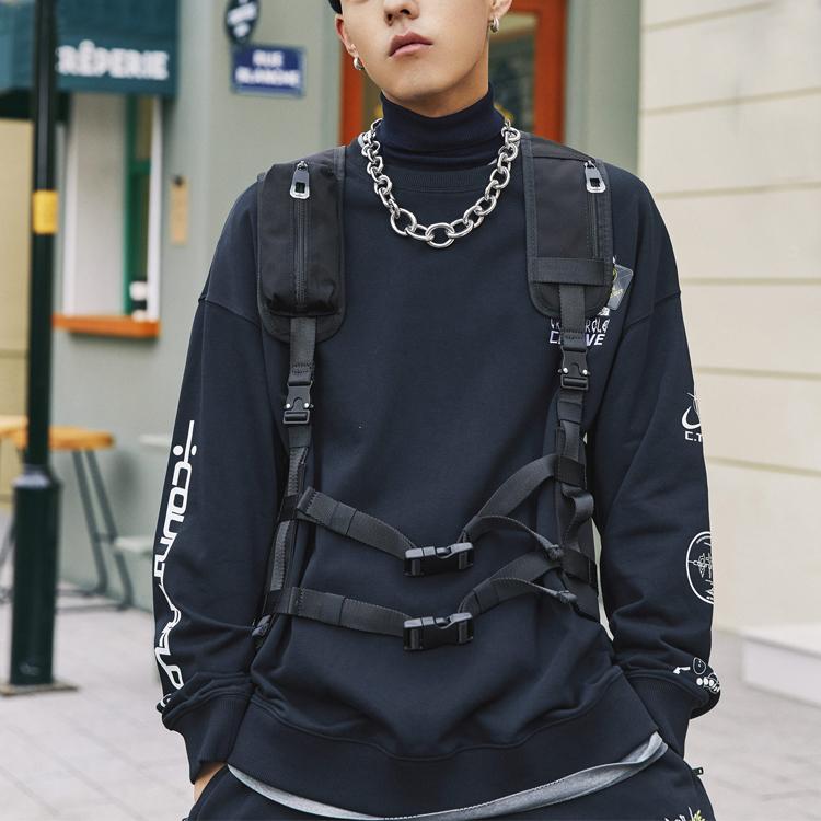 Li Ning CF Water Series Sports Casual Printed Loose Pullover Sweatshirt Unisex Sweatshirt Black AWDR384-2