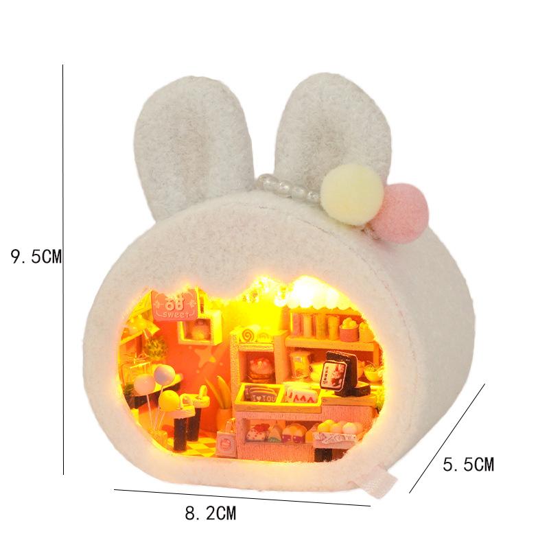 Mini Dollhouse Miniatures DIY Doll House with Furniture Lights Cute Plush Toys Children Birthday Christmas Gifts