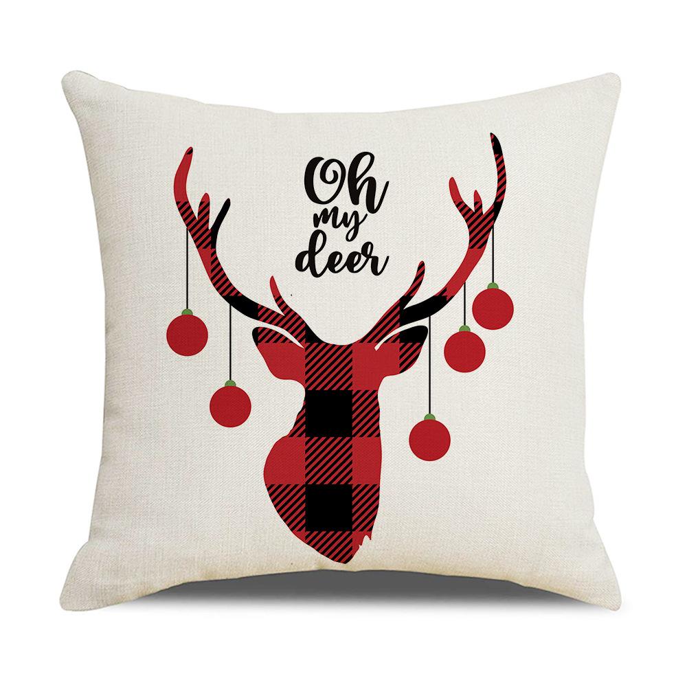 Roter Karomuster Weihnachts-Kissenbezug Leinen Sofa Kissenbezug Büro Kissenbezug Neuer Stil