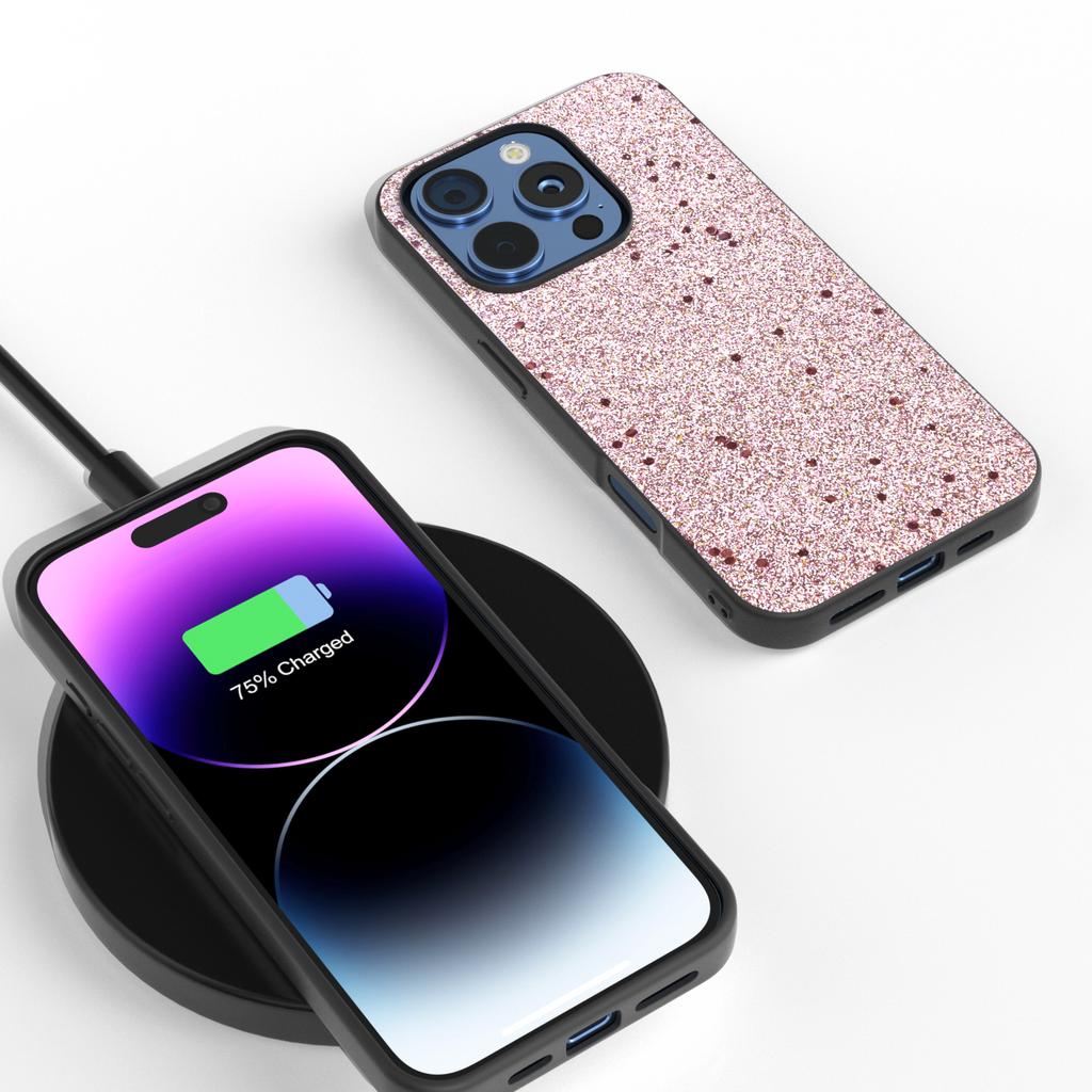 Etui na iPhone 16 Pro z brokatowym wzorem PU+PC+TPU Ochronne etui na telefon