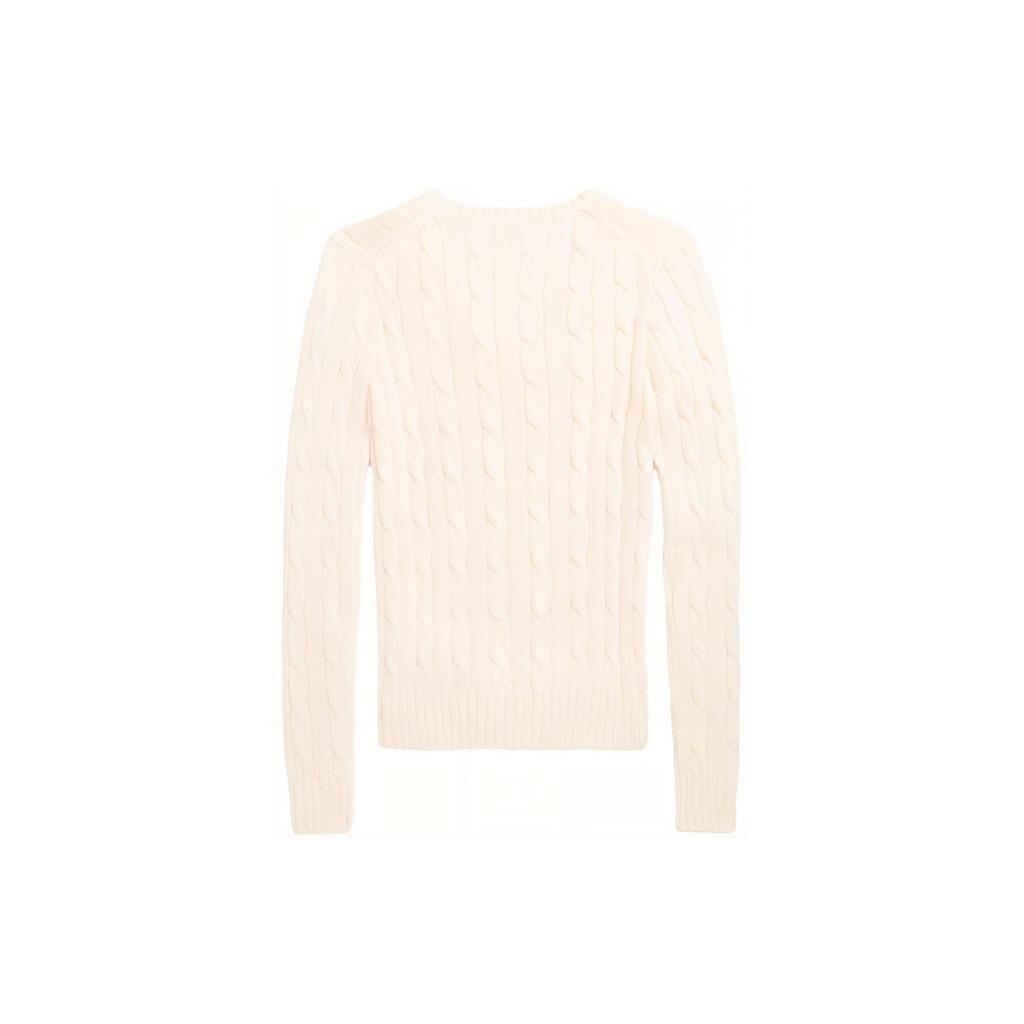 Polo Ralph Lauren SS23 Logo Embroidered V-Neck Solid Color Pullover Slim Knit Sweater Women sweater Off-White WMPOSWENC020658-101