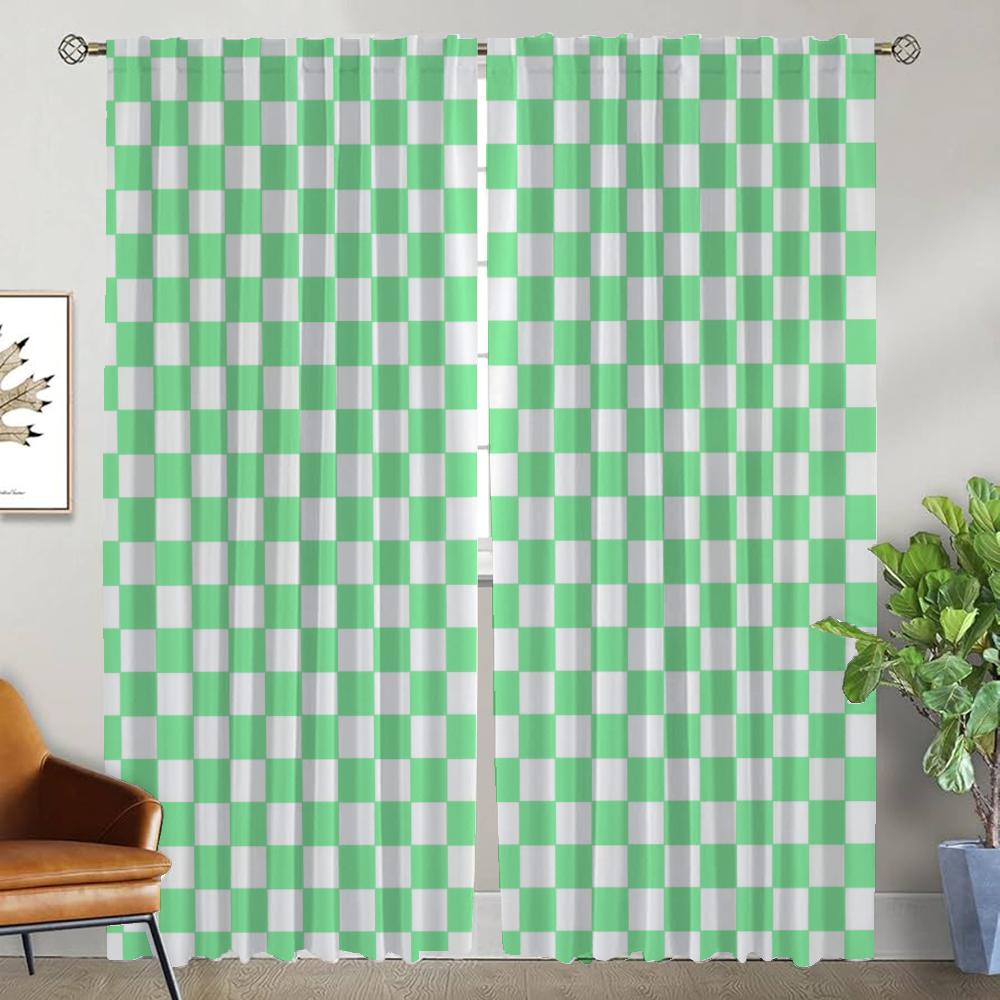 

Шторы для окон для комнаты, 2 панели, тюль в шахматном порядке для спальни, шторы для домашнего интерьера, 2 шт., украшения на Хэллоуин, абажуры для детей W50xH70cmx2pcs-CL