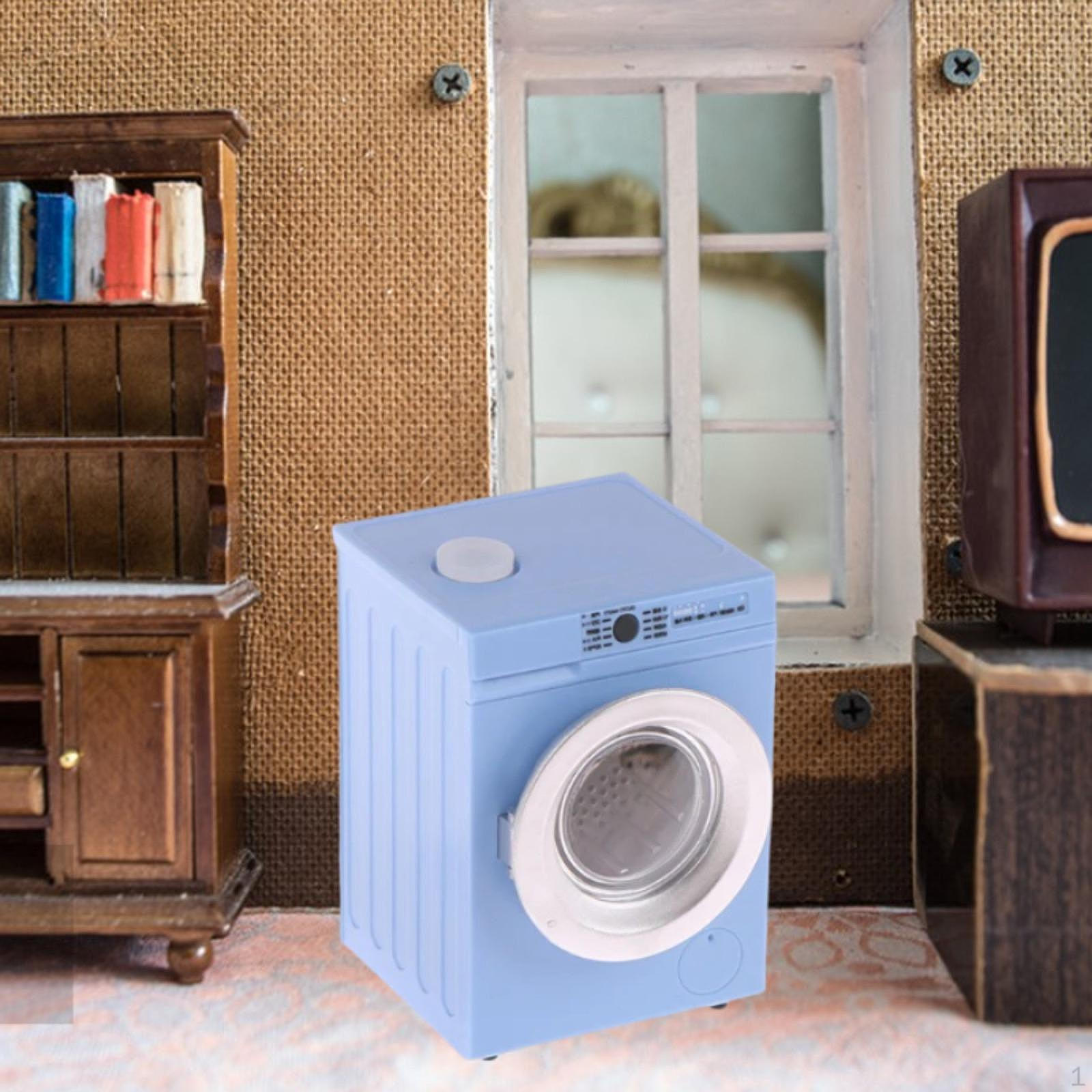 

1/12 масштаб кукольный домик электрическая мебель барабан стиральная машина аксессуары синий