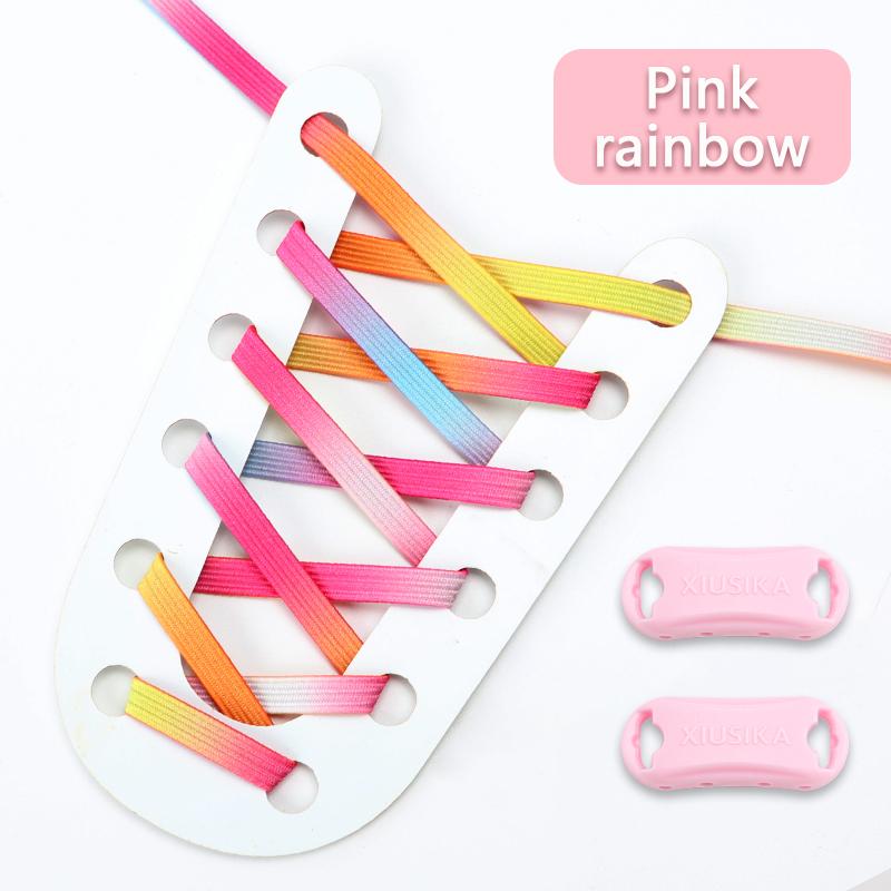 1Pair Glitter Shoelace Rainbow Elastic Laces Sneakers No Tie Shoelace Innovation Flat Shoe Laces Without Ties for Kid and Adult