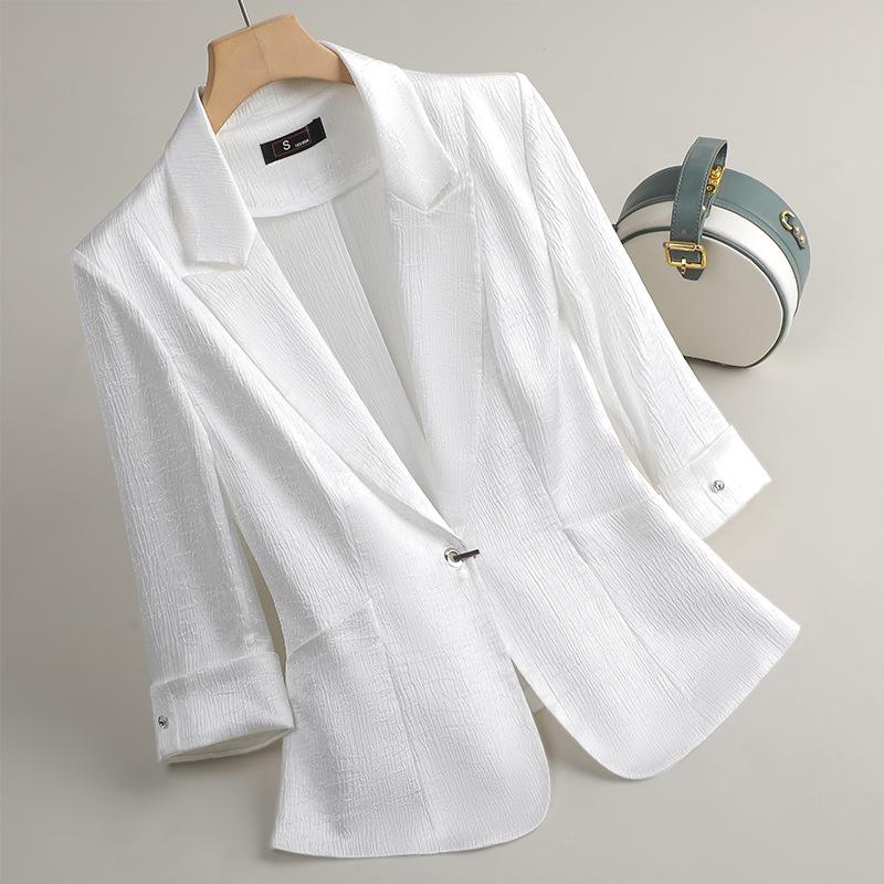 Zihong Women's Angola Red Seven-Sleeve Spring Blazer - High-End, Waist-Hugging Design