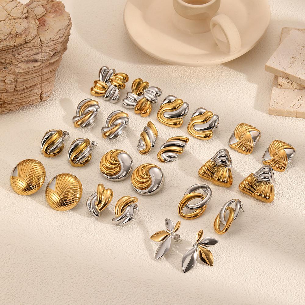 Boucles d'oreilles géométriques modernes en acier inoxydable pour femmes avec surface plaquée et look élégant