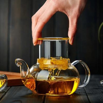 400/1000ml Glas Teekanne Verdickte Hitzebeständige Blumentee-Kanne mit Glas Hitzebeständigem Filter Aufbrühglas Teegeschirr