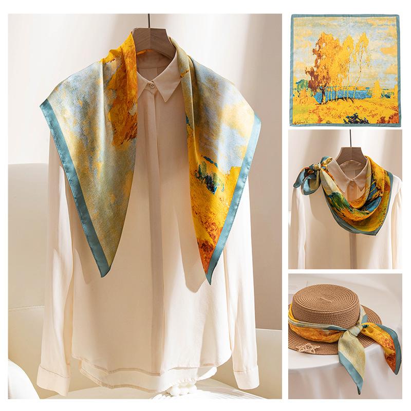2026 New Spring and Summer Temperament Scarf Decorative Chinese Scarf Sunscreen Shawl Neck Protection Scarf Neck Tie Bag Silk Scarf