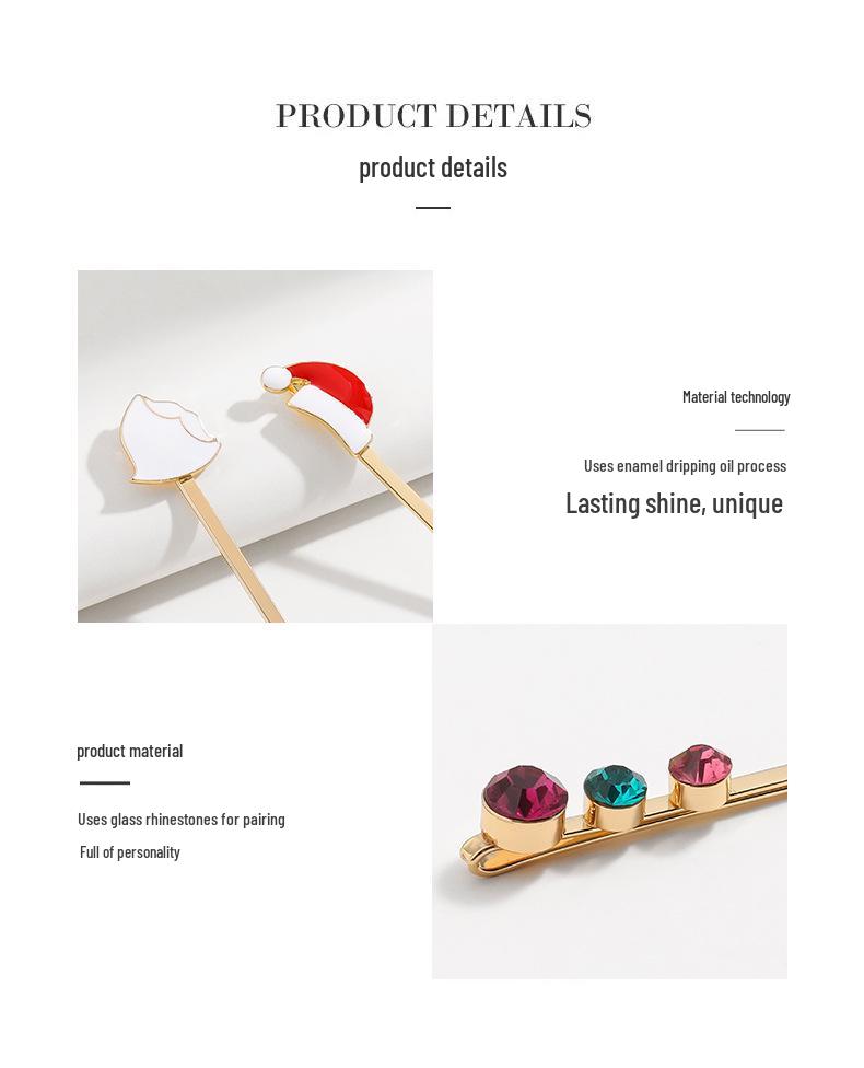 Kenjie Christmas Enamel Hair Clip Set for Women - Festive Holiday Headwear