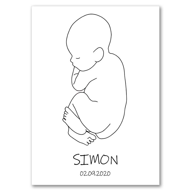 Linea astratta mamma bambino mano cuore minimalista arte murale tela pittura nordica poster e stampe quadri da parete decorazioni per la camera dei bambini