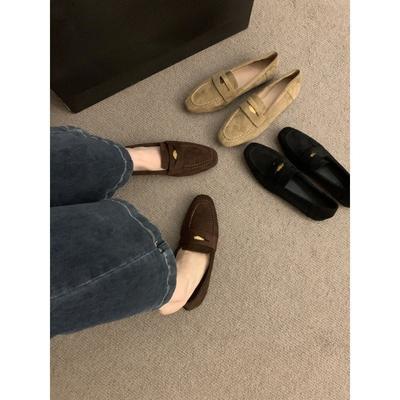 Retro Flat-soled Single Shoes Women's Shallow Mouth Spring New Temperament Black One-pedal Soft-soled Doudou Shoes