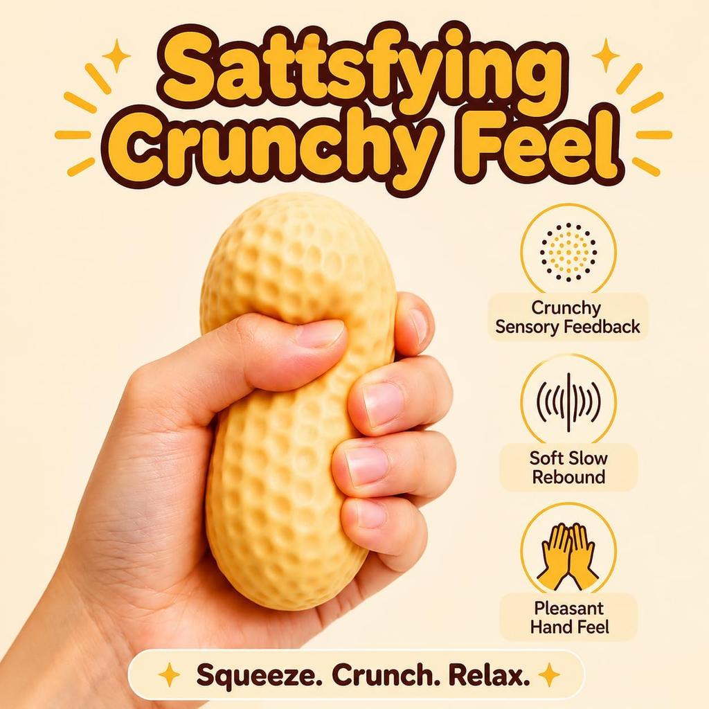 ASMR Crunchy Peanut Squishie Stress Ball - Sensory Play Fidget Toy