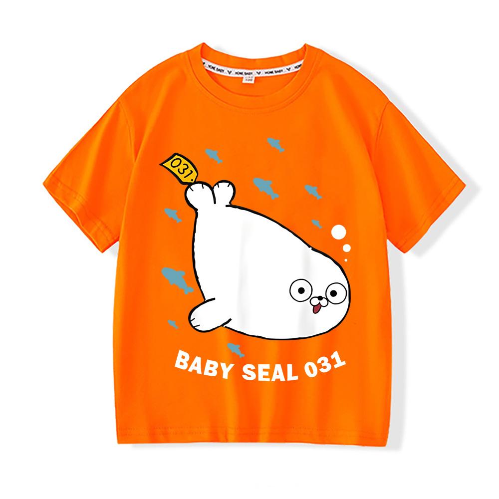 Kawaii Sealook T-shirts 2026 New Style Cartoon Print Cotton Tshirt Crew Neck Cartoon Boys/girls T Shirt
