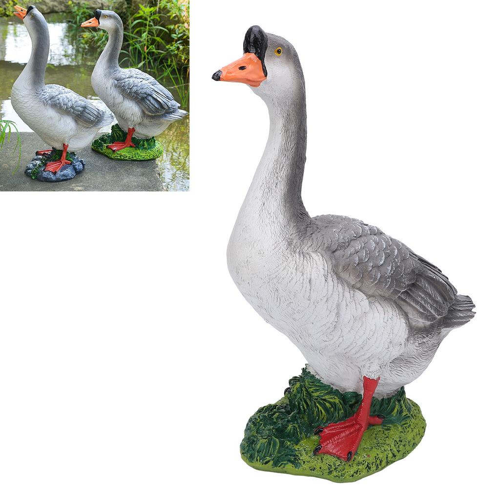 Gänse Gartenstatue   Niedliche Harz-Gans Skulptur für Blumenbeet Brunnen Balkon Hof