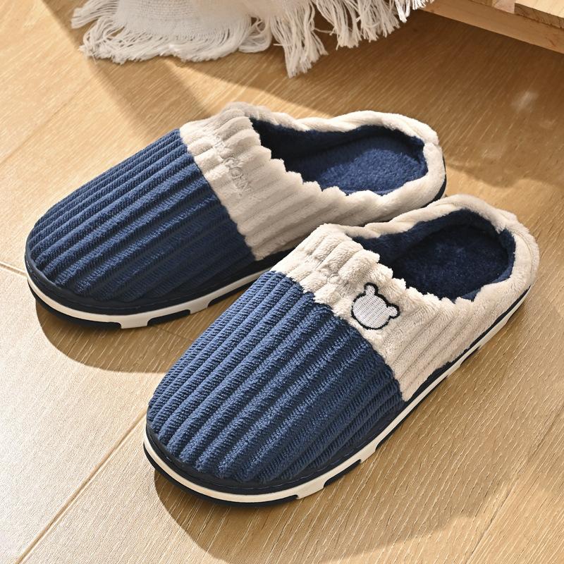 

Хлопковые тапочки, женские осенние и зимние домашние тапочки для пар с домашними теплыми нескользящими плюшевыми домашними хлопковыми тапочками, мужские простые 36-37 серый