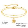 Teamer Bohemian Flower Charm Bracelet Stainless Steel Adjustable Double Layer Beads Chain For Women Fashion Sweet Jewelry Gift