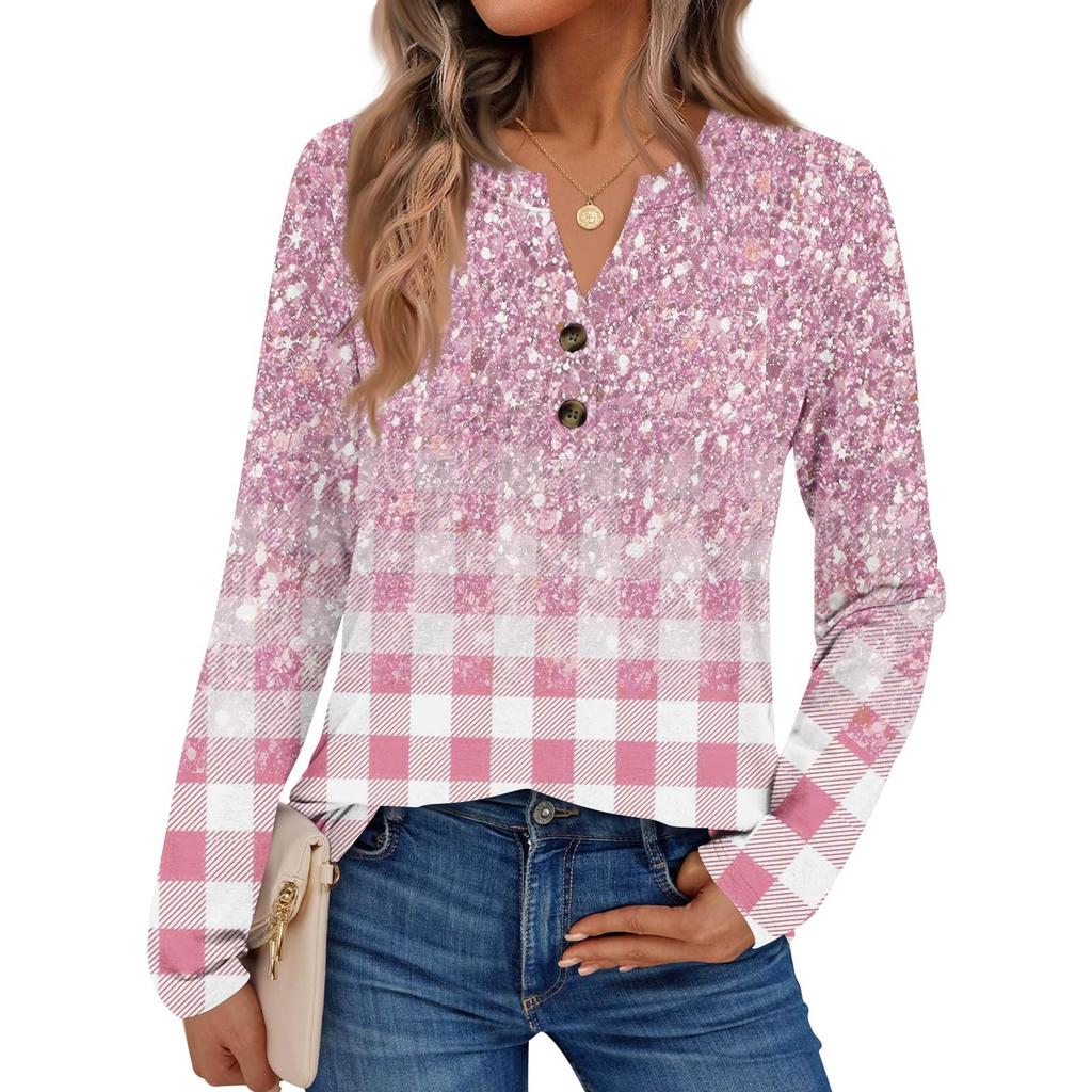 Women's Printed Long Sleeve Shirts Elegant Casual Tops Trendy Shirts Tops
