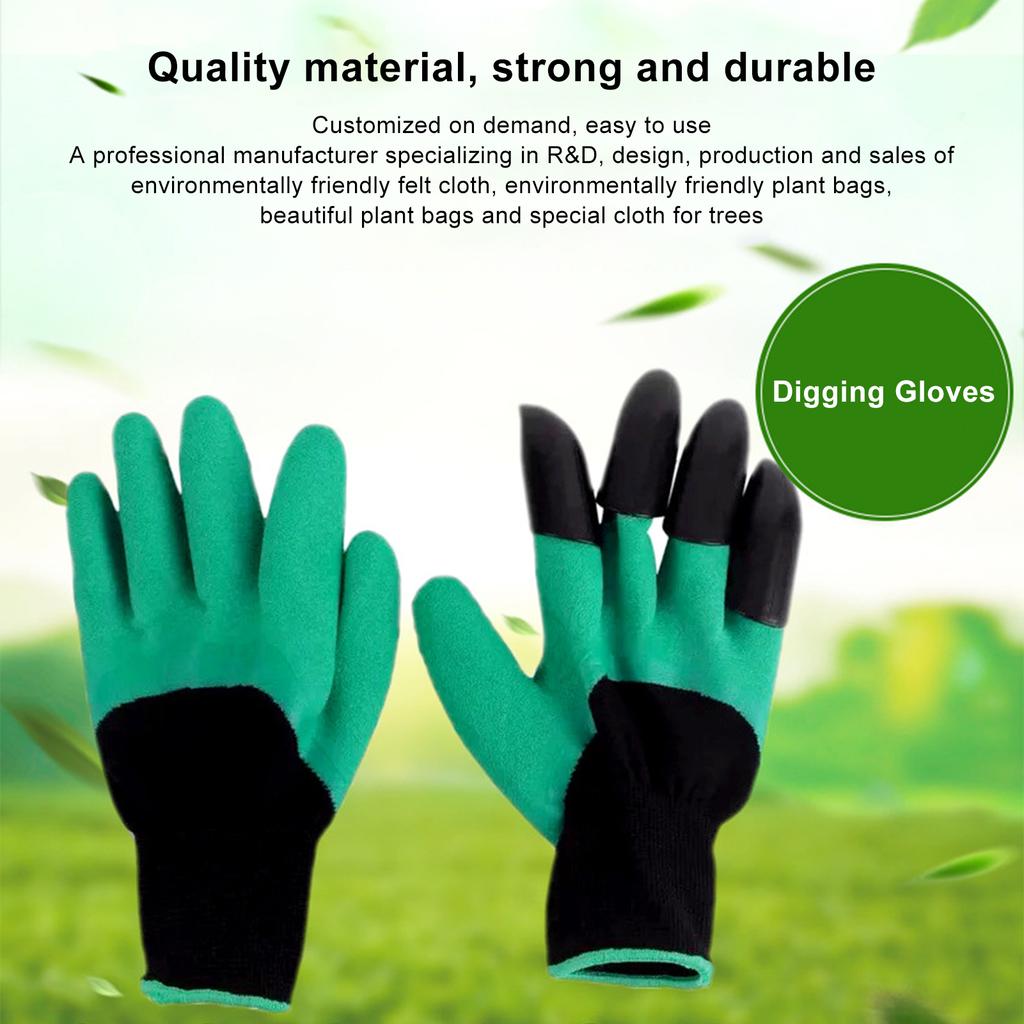 Pair Garden Gloves with Fingertips Claws Protective Working Gloves for Planting Digging Weeding