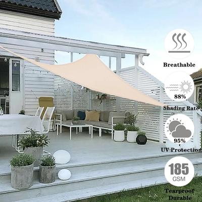 Triangle Sun Shade Sail Breathable HDPE Sunscreen Awning UV Block Canopy for Outdoor Garden Patio Yard Pergola Pool Carport