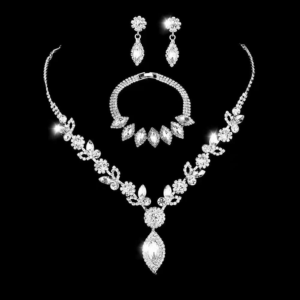 Accessories, Bridal Set, Crystal Flower Jewelry Set, Banquet Wedding Necklace Accessories