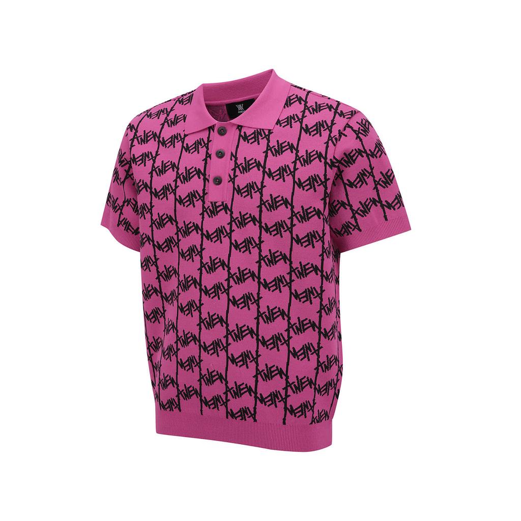 Anew Golf Men Sm Logo Pattern Short Sleeve Sweater_Hp