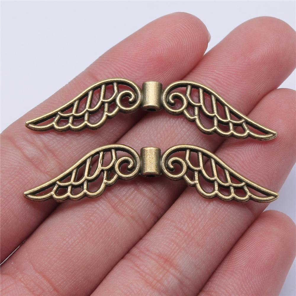 20pcs Angel Wing Small Hole Beads For Jewelry Making Antique Silver Color DIY Crafts Making Findings Handmade Jewelry Findings